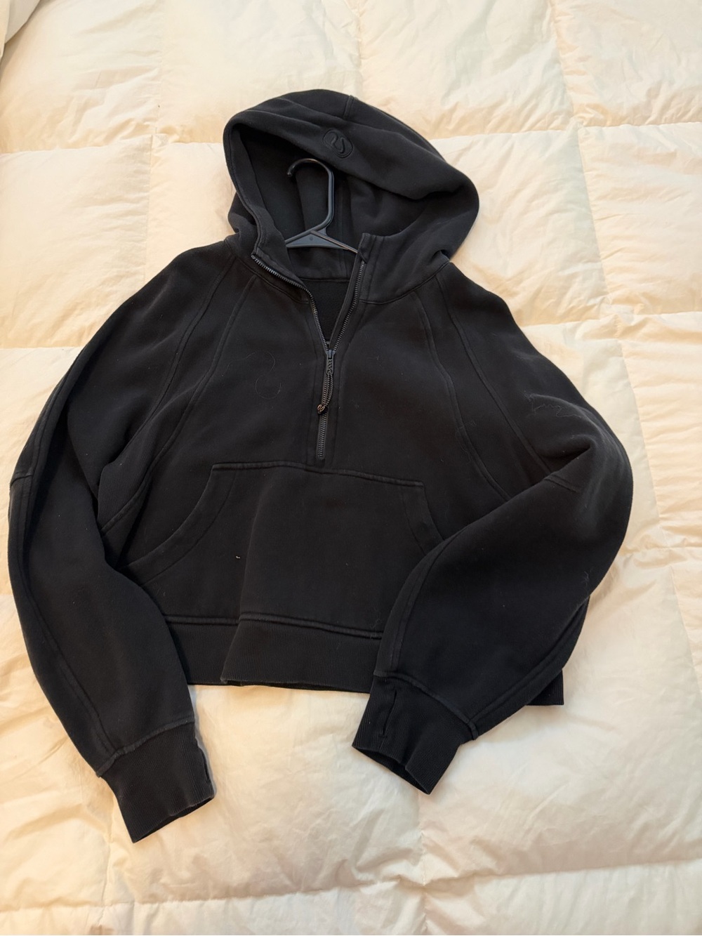 Women’s Lululemon Scuba Black Half-Zip Hooded Sweatshirt
